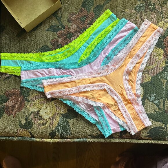 STRIPE & STARE {New in Box} Thong Panty Pack | "Neon Candy" 3 pack | Large 8-10 - Picture 1 of 6
